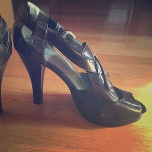Dark brown platform heels